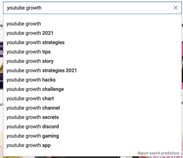 YouTube增长关键字搜索