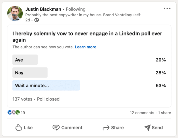 LinkedIn投票选项