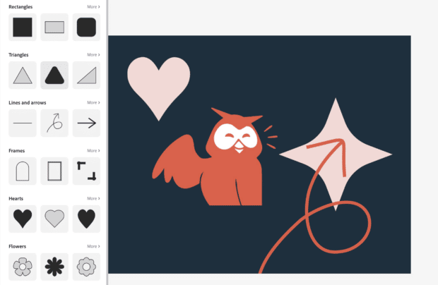 猫头鹰图像具有Adobe Express中的几何形状