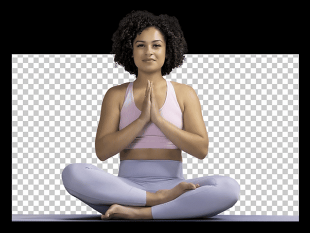 坐着瑜伽姿势的女人在透明背景
