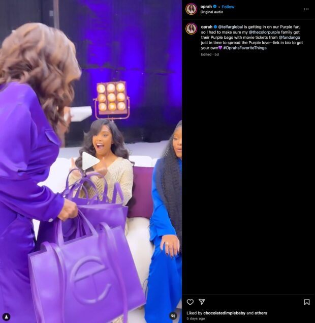 Oprah最喜事紫Instagram贴